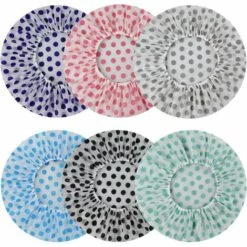 TRIOMPHE Bonnet De Douche 6 Pièces, Imperméable Bonnet De Bain élastiques Chapeau Réutilisables, Grand Accessoire Cheveux Douche Pour Les Femmes Filles De Douche Spa Salon