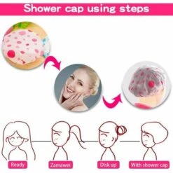 TRIOMPHE Bonnet De Douche 6 Pièces, Imperméable Bonnet De Bain élastiques Chapeau Réutilisables, Grand Accessoire Cheveux Douche Pour Les Femmes Filles De Douche Spa Salon -Protection des voies respiratoires Soldes 39510656 4