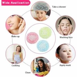 TRIOMPHE Bonnet De Douche 6 Pièces, Imperméable Bonnet De Bain élastiques Chapeau Réutilisables, Grand Accessoire Cheveux Douche Pour Les Femmes Filles De Douche Spa Salon -Protection des voies respiratoires Soldes 39510656 5