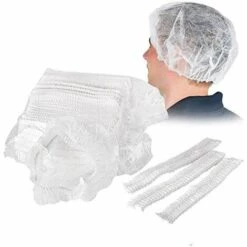 TRIOMPHE Lot De 100 Bonnets De Douche Jetables Non Tissés Extensibles Anti-poussière Pour Médecin, Laboratoire, Infirmière, Tatouage, Service Alimentaire, Hôpital (blanc) -Protection des voies respiratoires Soldes 39510757 5