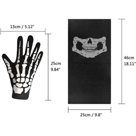ILOVEMILAN Lot De 2 Masques Crâne Et Gants Squelette Blancs Pour Halloween, Danse, Fête, Cosplay 4 ILOVEMILAN Lot De 2 Masques Crâne Et Gants Squelette Blancs Pour Halloween, Danse, Fête, Cosplay – Image 2