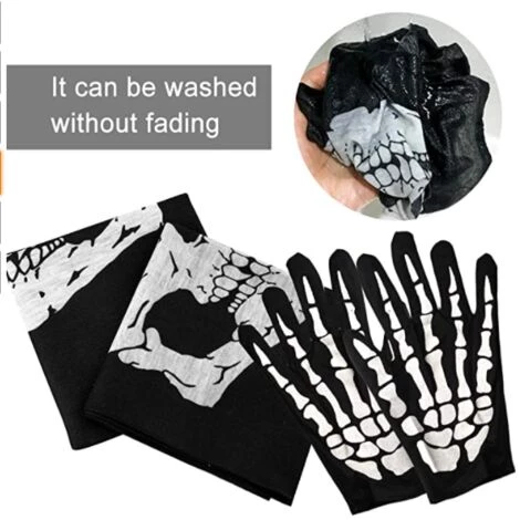 ILOVEMILAN Lot De 2 Masques Crâne Et Gants Squelette Blancs Pour Halloween, Danse, Fête, Cosplay 6 ILOVEMILAN Lot De 2 Masques Crâne Et Gants Squelette Blancs Pour Halloween, Danse, Fête, Cosplay – Image 4