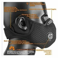 TRIOMPHE TRIP Masque-Anti-poussière Formation Anti-Smog Masque Protecteur Protection Running Contre La Poussière Masques Vélo Filtre De Carbone (Black Hanging Ear,2 Pièce) -Protection des voies respiratoires Soldes 39637306 5