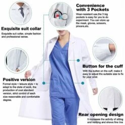 TRIOMPHE TRIP Blouse Chimie Laboratoire,Femme Homme Manche Longue Blouse De Médecin Médical Avec Poche Et Bouton Pour Chimie étudiant Et Lycée Hospital Industriel,M -Protection des voies respiratoires Soldes 39637738 3