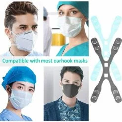 BETTERLIFE Générique Lot De 4 Extenseurs De Sangle De, Anti-Serrage, Support, Crochet De Sangle D'oreille, Accessoires De Poignées, Extension, Boucle D'oreille -Protection des voies respiratoires Soldes 39718353 3