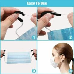 TRIOMPHE Le Noir Crochet D'oreille En Silicone Clip Oreille, Crochet Protecteur D'oreille Anti-Serrage Support De Décompression Crochet Accessoires De Sangle D'oreille Boucle D'extension D'oreille, 4 Paires -Protection des voies respiratoires Soldes 39859696 3