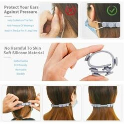 TRIOMPHE 10 PièCes Anti-Serrage Masque Sangle Extender ，Masque Titulaire Crochet Oreille D'Extension De Masque Bande RéGable En Silicone Durable Pour PréVention Des Maux Oreilles Et Visage -Protection des voies respiratoires Soldes 39859729 3