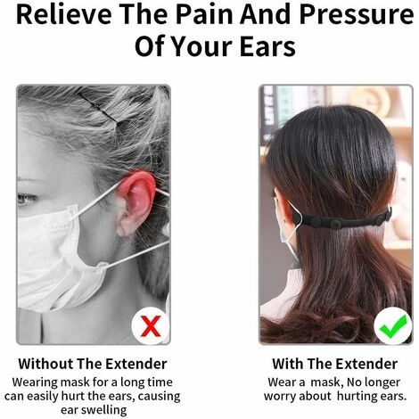 TRIOMPHE Extenseur De Sangle De Masque En Silicone Avec Boutons, 5 Pièces D'extension De Masque Anti-Dérapant Réglable, Anti-Serrage Souple Sangle D'oreille Crochet Economiseur Protecteur - Noir 7 TRIOMPHE Extenseur De Sangle De Masque En Silicone Avec Boutons, 5 Pièces D'extension De Masque Anti-Dérapant Réglable, Anti-Serrage Souple Sangle D'oreille Crochet Economiseur Protecteur - Noir – Image 5