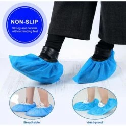 TRIOMPHE Couvre Chaussures Jetables, 100 Pcs Surchaussures Jetables, Antidérapants Et Anti-salissures, Gardent La Pièce/la Voiture/la Moquette Propres Pour Les Familles Et Les Voyages En Plein Air -Protection des voies respiratoires Soldes 39922336 3