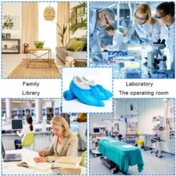 TRIOMPHE Couvre Chaussures Jetables, 100 Pcs Surchaussures Jetables, Antidérapants Et Anti-salissures, Gardent La Pièce/la Voiture/la Moquette Propres Pour Les Familles Et Les Voyages En Plein Air -Protection des voies respiratoires Soldes 39922336 5