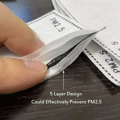 VERSAILLESFR Lot De 50 Filtres à Charbon Actif Remplaçables PM 2,5-5 Couches De Chiffon Anti-buée 4 VERSAILLESFR Lot De 50 Filtres à Charbon Actif Remplaçables PM 2,5-5 Couches De Chiffon Anti-buée – Image 2