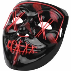 HAPPYSHOPPING Masque Effrayant D'Halloween LED Allume Des Masques Avec Une Lumiere Constante Flash Lent Flash Rapide 3 Modes Sangle Elastique Reglable Pour Le Festival Costume Party Cosplay, Modele: Rose -Protection des voies respiratoires Soldes 40450209 3