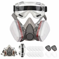 ASUPERMALL Respirateur Réutilisable Demi-masque 6200 Masque à Gaz Respirateurs De Protection Respiratoire Avec Lunettes De Sécurité Pour La Protection Du Travail