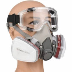 ASUPERMALL Respirateur Réutilisable Demi-masque 6200 Masque à Gaz Respirateurs De Protection Respiratoire Avec Lunettes De Sécurité Pour La Protection Du Travail -Protection des voies respiratoires Soldes 40458218 3