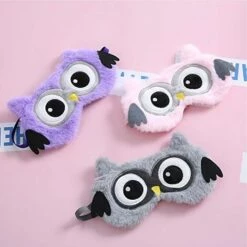 TANABATA Animaux Masque De Sommeil Femme Enfant Fille Peluche Soie 3D Moelleux Masque De Nuit Occultant Mignon Masque Pour Les Yeux Pour Dormir Voyage Sieste -Protection des voies respiratoires Soldes 40572772 3