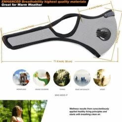 VERSAILLESFR Masque Anti-poussière Anti-pollution Pour Sport Avec 3 Filtres à Charbon Actif Et 2 Valves Anti-poussière - Pour Moto, Cyclisme, Course à Pied, évacuation Des Fumées-gris) -Protection des voies respiratoires Soldes 41441687 4