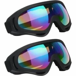 VERSAILLESFR 2pcsLunettes De Ski Masques Snowboard,Motoneige Moto Lunettes Ski Goggles Protection Lunettes Lens Anti-poussière, UV Protection,Anti-Buée, Coupe-Vent Pour Garçons Et Filles, Hommes & Femme