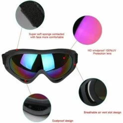 VERSAILLESFR 2pcsLunettes De Ski Masques Snowboard,Motoneige Moto Lunettes Ski Goggles Protection Lunettes Lens Anti-poussière, UV Protection,Anti-Buée, Coupe-Vent Pour Garçons Et Filles, Hommes & Femme -Protection des voies respiratoires Soldes 41442877 3