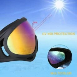 VERSAILLESFR 2pcsLunettes De Ski Masques Snowboard,Motoneige Moto Lunettes Ski Goggles Protection Lunettes Lens Anti-poussière, UV Protection,Anti-Buée, Coupe-Vent Pour Garçons Et Filles, Hommes & Femme -Protection des voies respiratoires Soldes 41442877 4