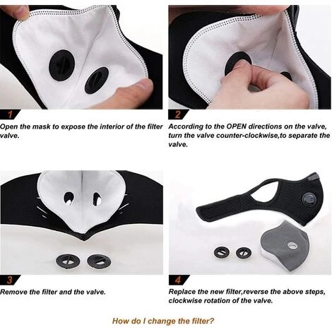 ILOVEMILAN Anti-Poussière, M De Protection Anti-Pollution, M Avec 8 Filtres à Charbon Actif Supplémentaires, Lavable, Pour Les Sports En Extérieur, Le Cyclisme Et La Course - Noir 5 ILOVEMILAN Anti-Poussière, M De Protection Anti-Pollution, M Avec 8 Filtres à Charbon Actif Supplémentaires, Lavable, Pour Les Sports En Extérieur, Le Cyclisme Et La Course - Noir – Image 3