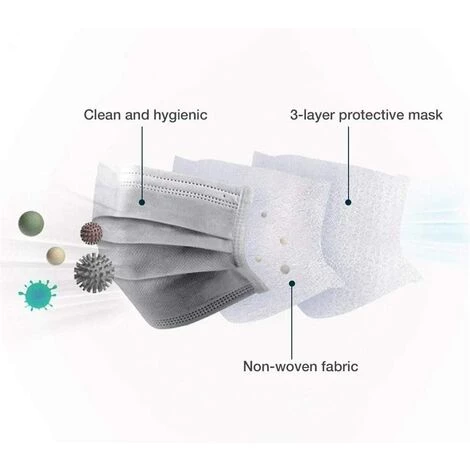 ILOVEMILAN Une Fois 3 Couches, Confortable, Convient Pour Un Usage Quotidien, Le Sport Et Le Travail, Convient Aux Adultes à Plusieurs Reprises (50Pcs, Gris) 4 ILOVEMILAN Une Fois 3 Couches, Confortable, Convient Pour Un Usage Quotidien, Le Sport Et Le Travail, Convient Aux Adultes à Plusieurs Reprises (50Pcs, Gris) – Image 2