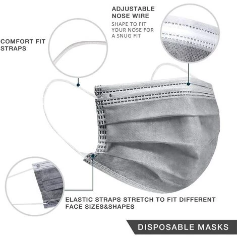 ILOVEMILAN Une Fois 3 Couches, Confortable, Convient Pour Un Usage Quotidien, Le Sport Et Le Travail, Convient Aux Adultes à Plusieurs Reprises (50Pcs, Gris) 5 ILOVEMILAN Une Fois 3 Couches, Confortable, Convient Pour Un Usage Quotidien, Le Sport Et Le Travail, Convient Aux Adultes à Plusieurs Reprises (50Pcs, Gris) – Image 3