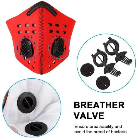 ILOVEMILAN Masque Anti-poussière, Demi-Masque De Filtre Coupe-Vent Respirant Avec Crochet Et Boucle, Matériau Néoprène De Qualité Pour Le Cyclisme En Extérieur(Rouge) 4 ILOVEMILAN Masque Anti-poussière, Demi-Masque De Filtre Coupe-Vent Respirant Avec Crochet Et Boucle, Matériau Néoprène De Qualité Pour Le Cyclisme En Extérieur(Rouge) – Image 2