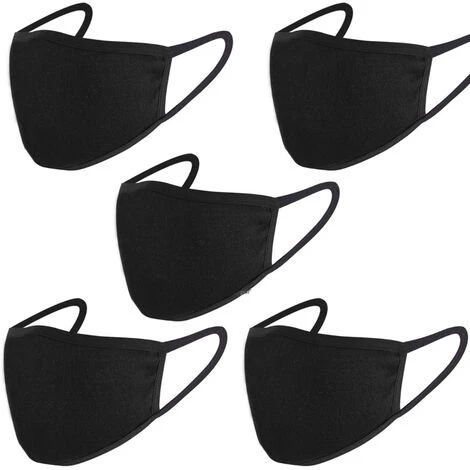 ILOVEMILAN Masque De Protection - 100% Coton Pour Femme, Homme, Lavable Réutilisable 5pcs (Noir) 3 ILOVEMILAN Masque De Protection - 100% Coton Pour Femme, Homme, Lavable Réutilisable 5pcs (Noir)