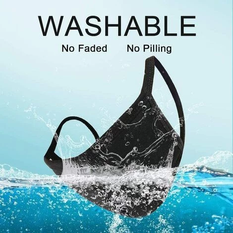 ILOVEMILAN Masque De Protection - 100% Coton Pour Femme, Homme, Lavable Réutilisable 5pcs (Noir) 5 ILOVEMILAN Masque De Protection - 100% Coton Pour Femme, Homme, Lavable Réutilisable 5pcs (Noir) – Image 3