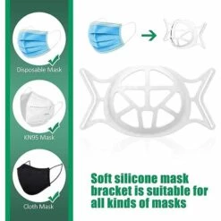 TANABATA Support De Masque 3D, Support Intérieur Respiratoire Sous Masque Silicone, Support De Masque Respirant 3D En Silicone, Coque Masque Facial Confort Silicone De Lavable Réutilisable à Adulte (5pcs) -Protection des voies respiratoires Soldes 42000014 4