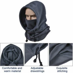 HAPPYSHOPPING Hiver Chaud Polaire Cagoule Sports D'hiver Casquette Couvre-cou Cache-cou Pour Cyclisme Ski Moto, Modele: Gris - Modele:Gris -Protection des voies respiratoires Soldes 42109313 3