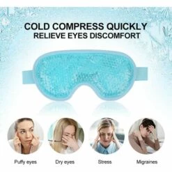 VERSAILLESFR Masque Yeux Froid Masque Des Yeux Gel Gonflés, Cernes, Migraine Réutilisable Poche De Glace En Yeux Pour Thérapie Froid Chaud - Bleu -Protection des voies respiratoires Soldes 42533129 4