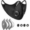 TANABATA Masque De Protection M Anti-Poussière, M De Protection Anti-Pollution, M Avec 4 Filtres à Charbon Actif Supplémentaires, Lavable, Pour Les Sports En Extérieur, Le Cyclisme Et La Course - Noir