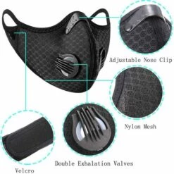 TANABATA Masque De Protection M Anti-Poussière, M De Protection Anti-Pollution, M Avec 4 Filtres à Charbon Actif Supplémentaires, Lavable, Pour Les Sports En Extérieur, Le Cyclisme Et La Course - Noir 9 TANABATA Masque De Protection M Anti-Poussière, M De Protection Anti-Pollution, M Avec 4 Filtres à Charbon Actif Supplémentaires, Lavable, Pour Les Sports En Extérieur, Le Cyclisme Et La Course - Noir -Protection des voies respiratoires Soldes 43186573 3