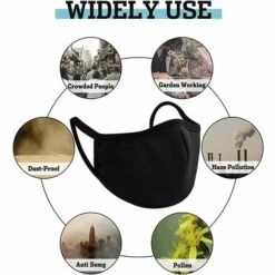 TANABATA Masque De Protection 6 Pcs Visage Lavable Coton Unisexe Reutilisables Pour Le Cyclisme Lavables-M/L -Protection des voies respiratoires Soldes 43186574 4