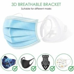 TANABATA Masque De Protection 10 PCS Supports Masque,Support De Masque Respirant, Support Masque Silicone Doux Inodore Et Inoffensif Pour Le Corps Humain, Coque Masque Lavable Et Réutilisable -Protection des voies respiratoires Soldes 43186633 5