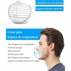 TANABATA Masque De Protection Supports Masque, Anka Support De Masque Respirant,Cadre De Support Masque Silicone Transparent, Doux Inodore Et Inoffensif Pour Le Corps Humain, Convient Aux Adultes Et Aux Enfants 10Packs -Protection des voies respiratoires Soldes 43186689 5