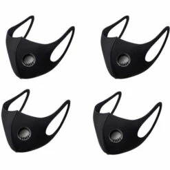 Masque Facial En Tissu Respirant, Avec Valve D'air Et Boucles D'oreilles, Réutilisable, Doux, Lavable, Durable Pour Un Usage Quotidien Public, Triomphe Noir, 4 Pièces