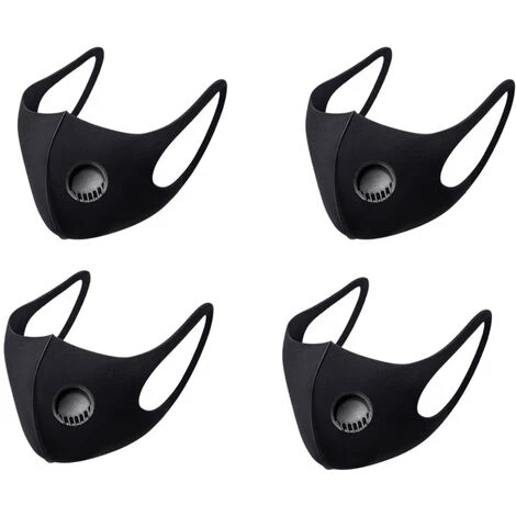 Masque Facial En Tissu Respirant, Avec Valve D'air Et Boucles D'oreilles, Réutilisable, Doux, Lavable, Durable Pour Un Usage Quotidien Public, Triomphe Noir, 4 Pièces 3 Masque Facial En Tissu Respirant, Avec Valve D'air Et Boucles D'oreilles, Réutilisable, Doux, Lavable, Durable Pour Un Usage Quotidien Public, Triomphe Noir, 4 Pièces