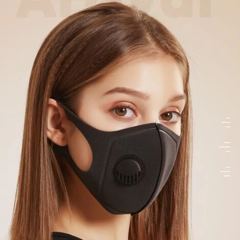 Masque Facial En Tissu Respirant, Avec Valve D'air Et Boucles D'oreilles, Réutilisable, Doux, Lavable, Durable Pour Un Usage Quotidien Public, Triomphe Noir, 4 Pièces 4 Masque Facial En Tissu Respirant, Avec Valve D'air Et Boucles D'oreilles, Réutilisable, Doux, Lavable, Durable Pour Un Usage Quotidien Public, Triomphe Noir, 4 Pièces – Image 2