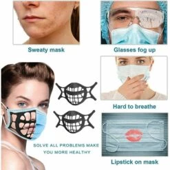 Supports De Internes 3D En Silicone Pour Masque, Cadre Intérieur En Silicone, Support De Protection Pour Rouge à Lèvres RéUtilisable Et Lavable Translucide， Triomphe（noir）[Pack 10 Unités] -Protection des voies respiratoires Soldes 43349205 3