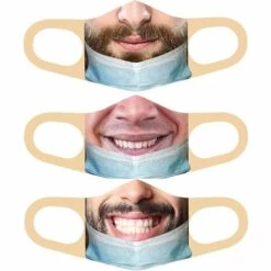 3 Pièces Bandit Prank Masque Visage Lavable Bouche Couverture, Visage Drôle Tiré Vers Le Bas Prank Bouche Couvrant Trick Prank Motif Masques Pour Hommes Femmes (Hommes)，Starlight