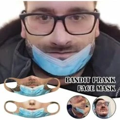 3 Pièces Bandit Prank Masque Visage Lavable Bouche Couverture, Visage Drôle Tiré Vers Le Bas Prank Bouche Couvrant Trick Prank Motif Masques Pour Hommes Femmes (Hommes)，Starlight -Protection des voies respiratoires Soldes 43370842 3