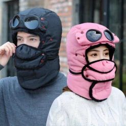 THSINDE Chapeau De Fourrure De Trappeur D'hiver, Chapeaux De Soldat Avec Couvre-visage