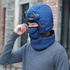 THSINDE Chapeau De Fourrure De Trappeur D'hiver, Chapeaux De Soldat Avec Couvre-visage -Protection des voies respiratoires Soldes 43997508 3