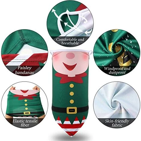 ILOVEMILAN 6 Pcs Noël Visage Bandanas Multi-fonctionnel Cache-Cou Écharpe Chapeaux Bandeau 4 ILOVEMILAN 6 Pcs Noël Visage Bandanas Multi-fonctionnel Cache-Cou Écharpe Chapeaux Bandeau – Image 2