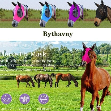 ECHOO Masque Anti-mouches Pour Chevaux,Masques Anti-mouches Pour Chevaux Avec Oreilles,Masque Anti-mouches En Lycra Lisse Et élastique,Protection équestre Et UV 5 ECHOO Masque Anti-mouches Pour Chevaux,Masques Anti-mouches Pour Chevaux Avec Oreilles,Masque Anti-mouches En Lycra Lisse Et élastique,Protection équestre Et UV – Image 3