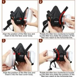 8 PCS NASUM Masque à Gaz Pièce Faciale Professionnelle Réutilisable Respirateur Masque à Gaz Sécurité Chimique Filtre Anti-poussière Ensemble De Lunettes De Protection Protection De Sécurité Au Travail Jmax -Protection des voies respiratoires Soldes 44650860 3