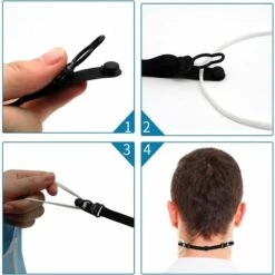 PERLE RARE 5pcs Attache Masque Protège Oreille Porte Masque Pour Enfants Adultes, Extenseur Réglable En Tissu Extension Avec Crochet, Noir -Protection des voies respiratoires Soldes 45345716 4