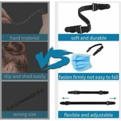 PERLE RARE 5pcs Attache Masque Protège Oreille Porte Masque Pour Enfants Adultes, Extenseur Réglable En Tissu Extension Avec Crochet, Noir -Protection des voies respiratoires Soldes 45345716 5